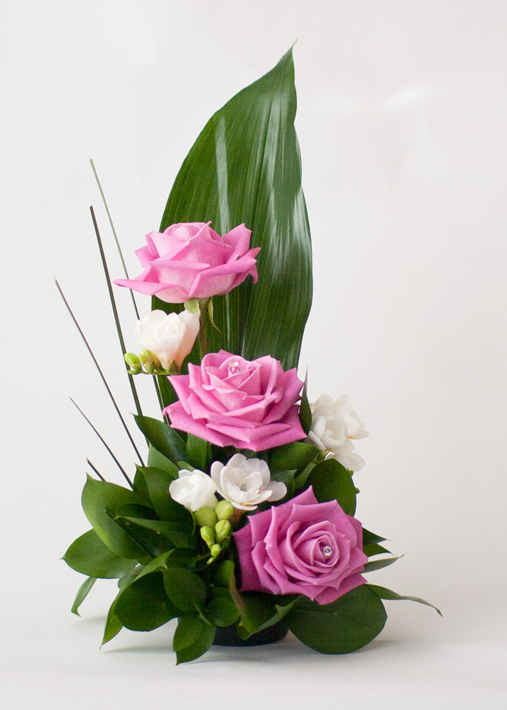 Stylish Rose arrangement with Freesias | Christchurch Florist